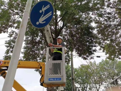 守护城市动脉 大风来袭，石河子市政工人紧急加固交通指示牌